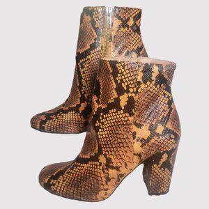 Steve Madden Pixie Ankle Boots Brown/Gold/Tan Snakeskin Print - Women's Size 8M